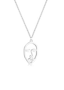 Elli Damen Kette mit Anhänger "Gesicht Design 925 Sterling Silber vergoldet", 50, Silber 925 (Sterlingsilber), L: 50cm, silber, Silber 925