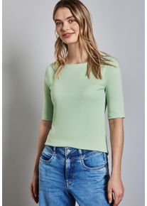 Street One Damen T-Shirt, grün, casual, Gr. 40, unifarben, Stoff, Web, 50% Baumwolle, 50% Modal, Shirts, mit U-Boot-Ausschnitt