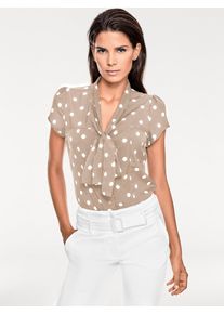Heine Damen Schluppenbluse, grau, Gr. 40, gemustert, gepunktet, 100% Viskose, Blusen