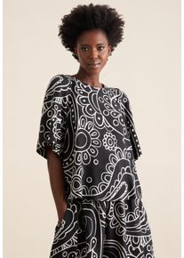 Seidensticker Damen Shirtbluse "Schwarze Rose", schwarz, Gr. 48, Paisley, 100% Leinen, Blusen, Kurzarm Rundhals Paisley