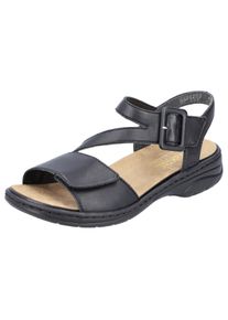 Rieker Damen Sandale, Gr. 42, schwarz, Leder, casual, Schuhe, Sommerschuh, Sandalette, Klettschuh, mit Klettverschluss