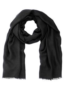 Laura Scott Damen Schal, schwarz, casual, unifarben, Web, Obermaterial: 100% Viskose, Modetücher, Schal-Tuch mit feinen Fransen - neue Farbe