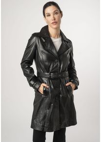 Mauritius Damen Ledermantel "MWLeonne", schwarz, modisch, Gr. XL, unifarben, Obermaterial: 100% Schafsleder. Futter: 100% Polyester. Ärmelfutter: