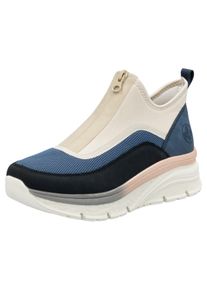 Rieker Damen Schlupfboots, Gr. 38, blau, Nubuklederimitat, Textil, sportlich, Schuhe, Keilabsatz, Freizeitschuh, High Top-Sneaker, Reißverschluss