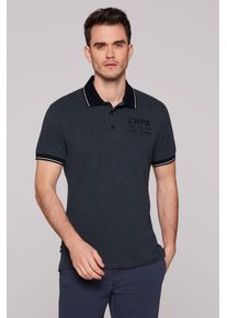 CMPD Herren Poloshirt, blau, casual, Gr. XXL, bestickt, Material: 100% Baumwolle, Shirts, mit Seitenschlitze und längerer Rückenpartie