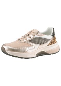 Damen Keilsneaker, Gabor Rollingsoft, Gr. 40, beige, Ziegenveloursleder, Kalbsleder, Textil, sportlich, Schuhe, Freizeitschuh, Halbschuh, Schnürschuh