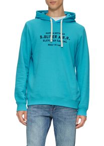 s.Oliver Herren Hoodie, blau, casual, Gr. XL, bedruckt, Sweatware, Obermaterial: 70% Baumwolle, 30% Polyester, Sweatshirts, mit Schriftzug