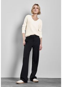 Street One Damen Strickpullover, weiß, casual, Gr. 46, unifarben, Stoff, 50% Viskose, 28% Polyester, 22% Polyamid, Pullover, mit Rippstrick-Struktur