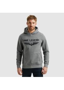 PME-Legend PME LEGEND Herren "Hooded soft terry with logo", grau, casual, Gr. L, bestickt, Sweatware, Obermaterial: 80% Baumwolle, 20% Polyester, Sweatshirts
