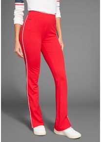 Kangaroos Damen Jazzpants, rot, casual, Gr. 40, unifarben, unifarben mit Farbeinsatz, Jersey, Obermaterial: 95% Baumwolle, 5% Elasthan, Hosen, mit