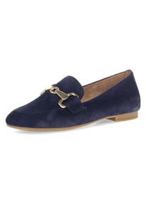 Gabor Damen Slipper, Gr. 40, blau, Ziegenveloursleder, unifarben, elegant, Schuhe, Loafer, Halbschuh, Businessschuh mit edler Zierschnalle