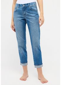 Angels Damen 5-Pocket-Jeans "DARLEEN CROP TU RIBBON", blau, casual, Gr. 42, Denim/Jeans, Obermaterial: 89% Baumwolle, 8% Polyester, 3% Elasthan, Jeans
