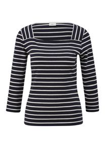 Damen T-Shirt, blau, casual, Gr. 48, s.Oliver BLACK LABEL, gestreift, Obermaterial: 93% Baumwolle, 7% Elasthan, Shirts, mit Streifen Muster