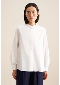 Seidensticker Damen Klassische Bluse "Schwarze Rose", weiß, Gr. 44, unifarben, 100% Baumwolle, Blusen, Langarm Kragen Uni