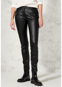 Street One Damen Lederimitathose, schwarz, casual, Gr. 34, unifarben, Stoff, 79% Viskose, 18% Nylon, 3% Elasthan, Hosen, 5-Pocket-Style