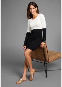 Laura Scott Damen Strickkleid, schwarz-weiß, feminin, Gr. 44, colorblocking, Feinstrick, Obermaterial: 70% Viskose, 30% Polyamid, Kleider, in