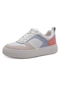 Tamaris Damen Plateausneaker, Gr. 37, blau, Leder, Lederimitat, sportlich, Schuhe, Freizeitschuh, Halbschuh, Schnürschuh mit Kontrastbesätzen