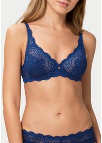 Triumph Damen Bügel-BH "Amourette 300 W X", Gr. 75, blau, Spitze, Obermaterial: 73% Polyamid, 20% Elasthan, 7% Baumwolle, unifarben, geblümt,