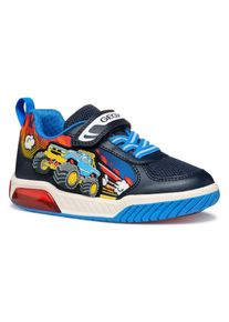 Geox Kinder Sneaker "J INEK BOY Blinkschuh", Gr. 25, blau, Textil, Synthetik, casual, Schuhe, Kindergartenschuh, Klettschuh mit Fahrzeug Motiv