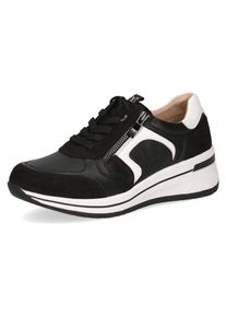 Caprice Damen Keilsneaker, Gr. 38, schwarz-weiß, Leder, sportlich, Schuhe, Freizeitschuh, Halbschuh, Schnürschuh mit Kontrastbesatz, Weite H