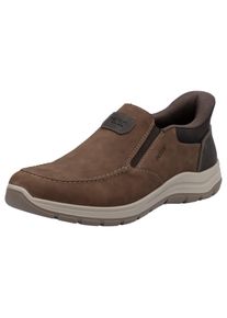 Rieker Herren Slip-On Sneaker, Gr. 42, braun, Leder, Lederimitat, Basic, Schuhe, Slipper, Freizeitschuh, Halbschuh mit Gummizug und Soft Einlegesohle