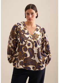 Seidensticker Damen Shirtbluse "Schwarze Rose", blau, Gr. 50, Paisley, 100% Viskose, Blusen, 3/4-Arm V-Neck Paisley