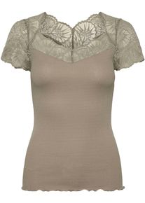 rosemunde Damen T-Shirt, Gr. M, grün, Obermaterial: 55% Seide, 45% Baumwolle, casual, Shirts, wunderschöner, elastischer Vintage-Spitzenbesatz