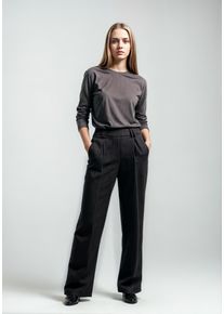 Melrose Damen Anzughose, grau, feminin, Gr. 44, Nadelstreifen, Web, Obermaterial: 70% Polyester, 25% Viskose, 5% Elasthan, Hosen, mit modischen