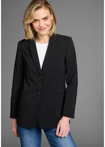 Laura Scott Damen Longblazer, schwarz, feminin, Gr. 38, unifarben, gestreift, Obermaterial: 94% Polyester, 6% Elasthan, Blazer, mit konstrastfarbigem