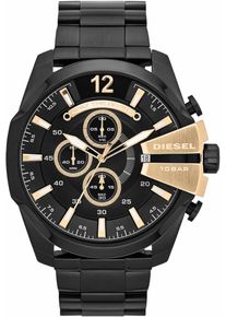 Diesel Herren Chronograph "MEGA CHIEF", schwarz, Armbanduhren, Quarzuhr, Armbanduhr, Herrenuhr, Stoppfunktion, Edelstahlarmband