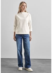 Street One Damen Rollkragenshirt, weiß, casual, Gr. 40, unifarben, Stoff, 79% Polyester, 19% Viskose, 2% Elasthan, Shirts, mit 3/4 Ärmeln