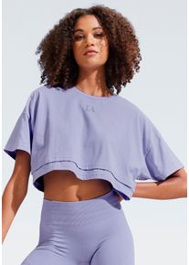 Lascana Damen Kurzarmshirt, lila, sportlich, Gr. XS, unifarben, Single Jersey, Obermaterial: 95% Baumwolle, 5% Elasthan, Shirts, mit kastigem Schnitt