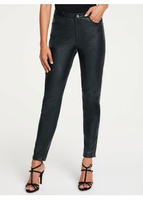 Heine Damen Lederhose, schwarz, Gr. 40, unifarben, 100% Lammnappaleder, Hosen