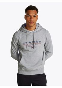 Tommy Hilfiger Herren Hoodie "HILFIGER CENTER STACK HOODY", grau, casual, Gr. XXXL, Sweatware, Obermaterial: 100% Baumwolle, Sweatshirts, mit großem