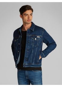 Herren Jeansjacke "SLIM DENIM JACKET", blau, casual, Gr. M, Calvin Klein Jeans, unifarben, Web, Obermaterial: 94% Baumwolle, 4% Elastomultiester, 2%