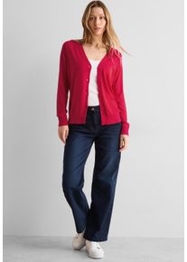 Cecil Damen Cardigan, rot, casual, Gr. XXL, unifarben, Web, 60% Baumwolle, 40% Viskose, Strickjacken, mit Knopfleiste