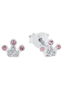 Mädchen Paar Ohrstecker "Krone, 2036940", Silber 925 (Sterlingsilber), rosa, Prinzessin Lillifee, Silber 925 (Sterlingsilber), Ohrringe, mit Glasstein