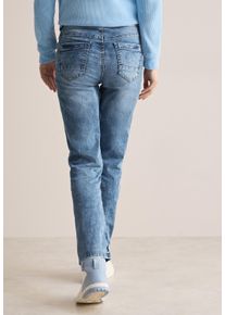 Cecil Damen Straight-Jeans, blau, casual, Gr. 28, unifarben, Jeans, 78% Baumwolle, 20% Polyester, 2% Elasthan, Jeans, High Waist
