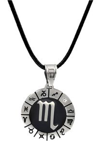 Firetti Damen Kette mit Anhänger "Schmuck Geschenk Edelstahl Leder Halsschmuck Halskette Sternzeichen", Skorpion, Edelstahl-Leder, L: 80cm B: 2mm,
