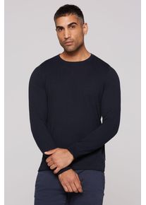 CMPD Herren Rundhalspullover, blau, casual, Gr. XXXL, unifarben, Material: 100% Baumwolle, Pullover, mit Rollsäumen