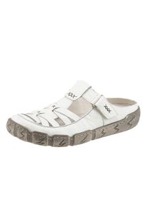 Rieker Damen Clog, Gr. 39, weiß, Leder, Lederimitat, sportlich, Schuhe, Sommerschuh, Schlappen mit Ziernähten