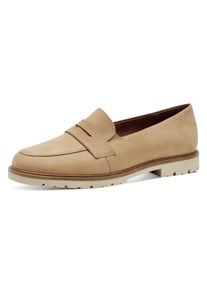 Tamaris Damen Loafer, Gr. 41, braun, Nubukleder, klassisch, Schuhe, Blockabsatz, Slipper, Halbschuh, Businessschuh mit Zierriegel