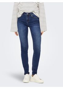 Only Damen Skinny-fit-Jeans "ONLRINA MID WAIST PUSH UP SK BOX DNM", blau, modisch, Gr. S, unifarben, Denim/Jeans, Obermaterial: 92% Baumwolle, 6%