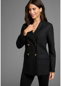 Laura Scott Damen Longblazer, schwarz, feminin, Gr. 34, unifarben, Obermaterial: 55% Leinen, 45% Viskose. Futter: 100% Polyester, Blazer, im
