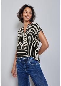 Street One Damen Hemdbluse, schwarz, casual, Gr. 40, gemustert, Stoff, 100% Viskose, Blusen, aus softer Viskose