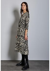 Street One Damen Midikleid, schwarz, casual, Gr. 36, gemustert, Stoff, 100% Viskose, Kleider, aus Viskose