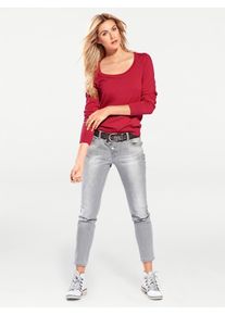 Heine Damen Rundhalspullover "Rundhals-Pullover", rot, Gr. 42, unifarben, 100% Baumwolle, Pullover