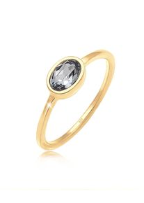 Elli Damen Verlobungsring "Oval Glas Kristalle Grau 925 Sterling Silber", 58mm, Silber 925 (Sterlingsilber), 1.5mm, gold, Silber 925