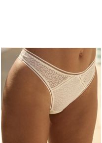 Nuance Damen String, Gr. 36, beige, Spitze, Obermaterial: 89% Polyamid, 11% Elasthan, Unterhosen, aus Allover-Jacquardspitze im angesagten Leo-Look