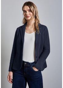 Street One Damen Kurzblazer, blau, casual, Gr. 44, unifarben, Web, Stoff, Obermaterial: 50% Baumwolle, 50% Polyester; Futter: 100% Polyester, Blazer,